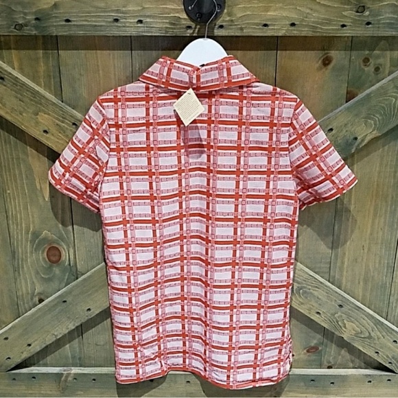 VINTAGE PLAID 60s 70s BUTTON DOWN TOP MOD GRUNGE STEAMPUNK ART - Picture 2 of 6